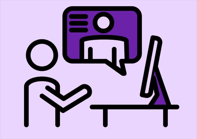 Vector of student gettign tutored by a tutor online