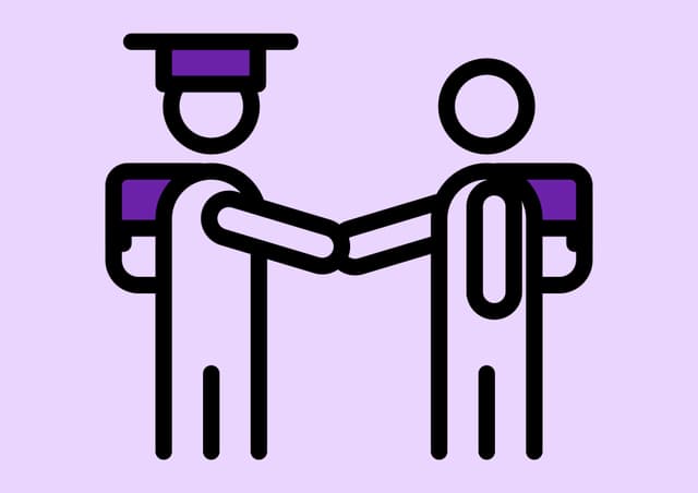 Vector of two students shaking hands